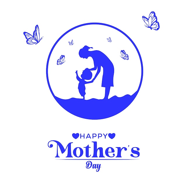 Вектор счастливого дня матери дизайн поздравительной карточки с матерью и ребенком
