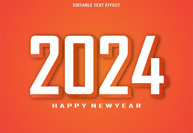 Vector happy new year 2024 3d bewerkbare tekst effect ontwerp