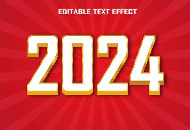 Vector happy new year 2024 3d bewerkbare tekst effect ontwerp