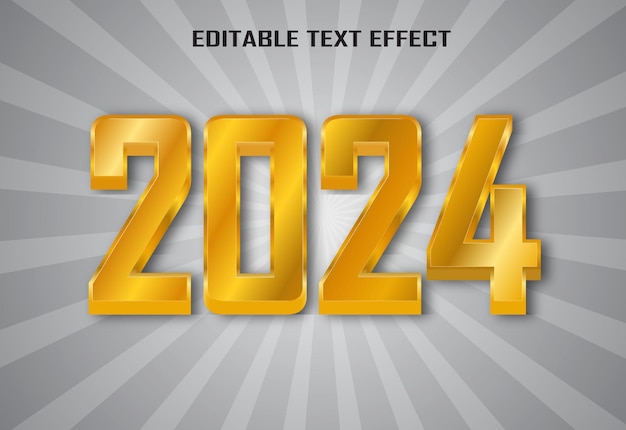 ベクター・ハッピー・ニュー・イヤー 2024 3D エディテーブル・テキスト・エフェクトデザイン