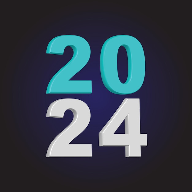 터 새해 축하 2024 3D 모던 미니멀 배경 디자인
