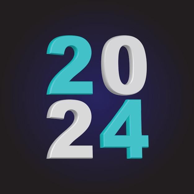 터 새해 축하 2024 3D 모던 미니멀 배경 디자인