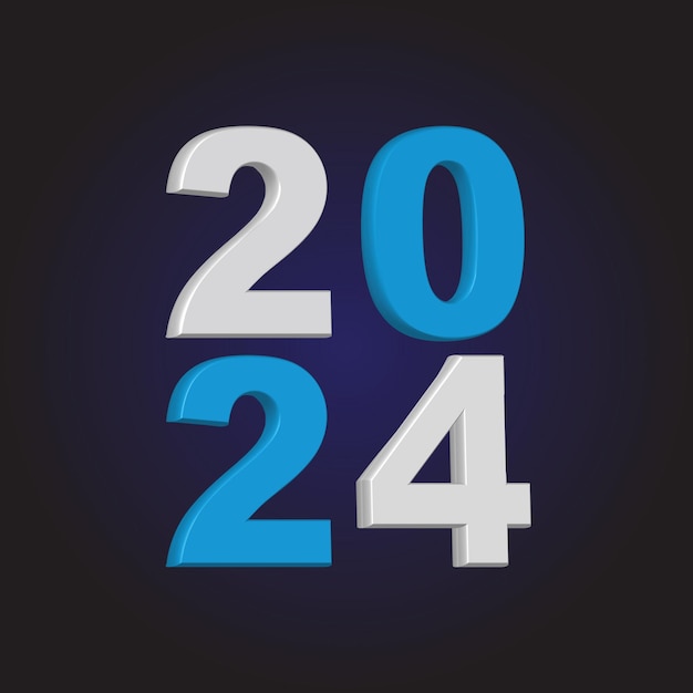 터 새해 축하 2024 3D 모던 미니멀 배경 디자인