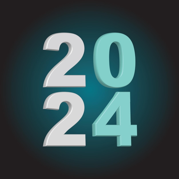 터 새해 축하 2024 3D 모던 미니멀 배경 디자인