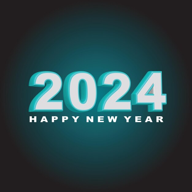 ベクター・ハッピー・ニュー・イヤー 2024 3D モダン・ミニマル・バックグラウンドデザイン