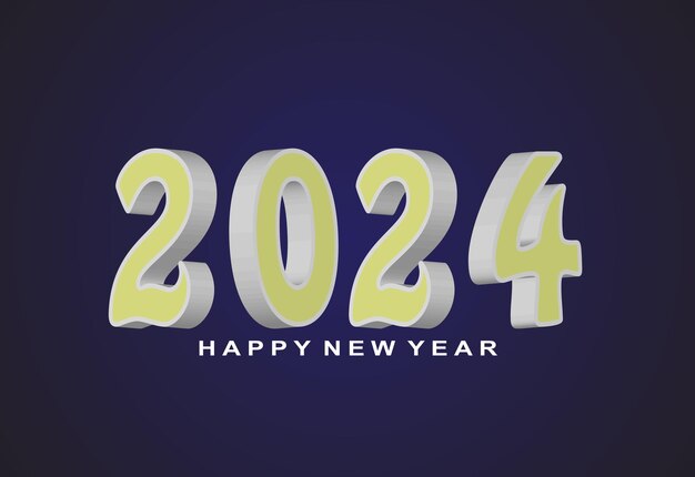 터 새해 축하 2024 3D 모던 미니멀 배경 디자인