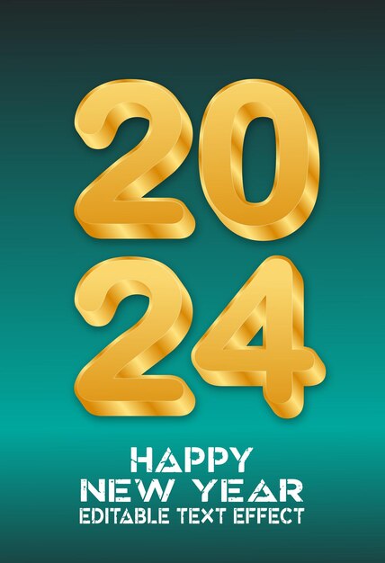 Vector happy new year 2024 3d tekst effect ontwerp
