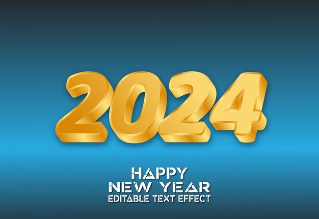 Vector happy new year 2024 3d tekst effect ontwerp