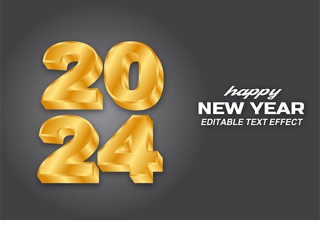 Vector happy new year 2024 3d tekst effect ontwerp