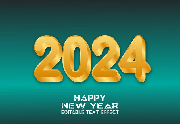 Vector happy new year 2024 3d tekst effect ontwerp