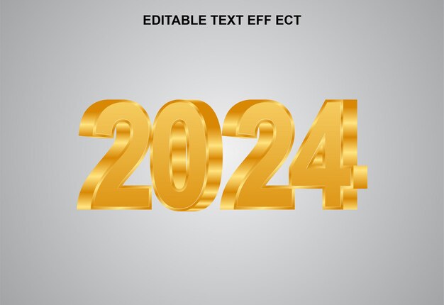 Векторный счастливый новый год 2024 3D дизайн текстовых эффектов