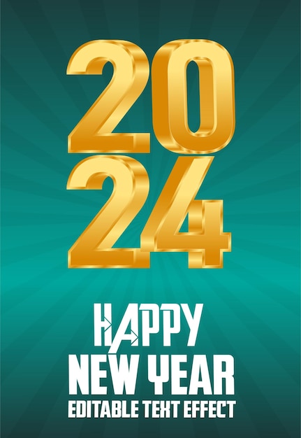 Vector happy new year 2024 3d text effect design