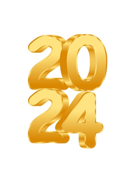 Vector happy new year 2024 3d text effect design