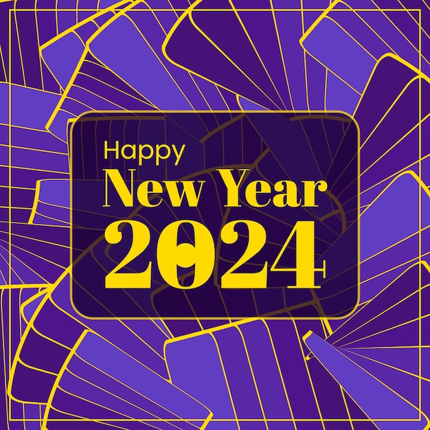 ベクター 新年あけましておめでとうございます 2024年 抽象的な背景 フラットデザイン