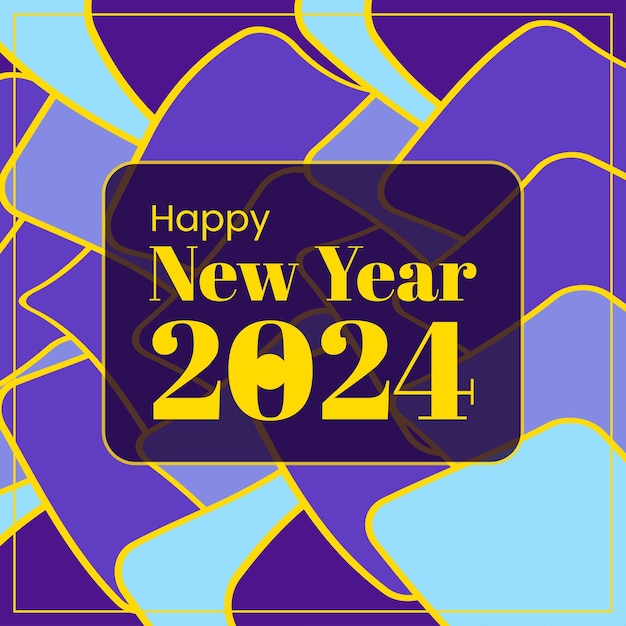 ベクター 新年あけましておめでとうございます 2024年 抽象的な背景 フラットデザイン