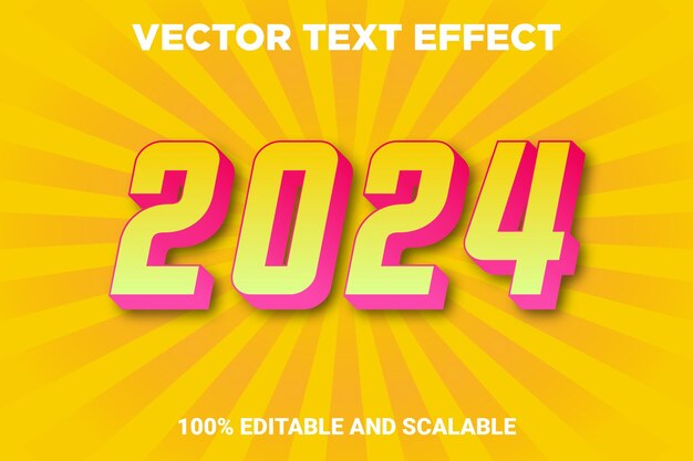 Vector happy new year 2024 banner design template met tekst effect volledig bewerkbaar element en lettertype