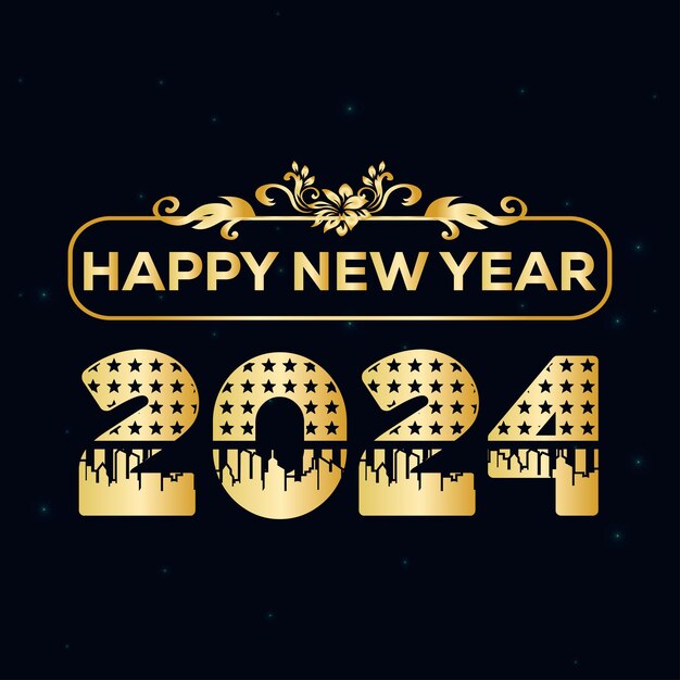 モダンなスタイルのベクトル新年あけましておめでとうございます 2024 バナー