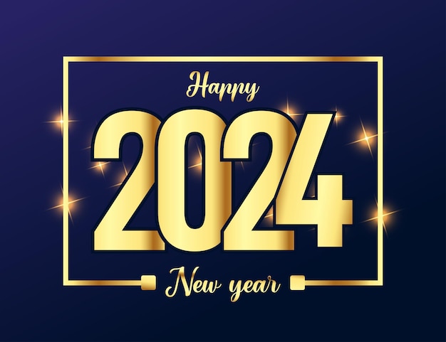 Vector felice nuovo anno 2024 banner in stile moderno