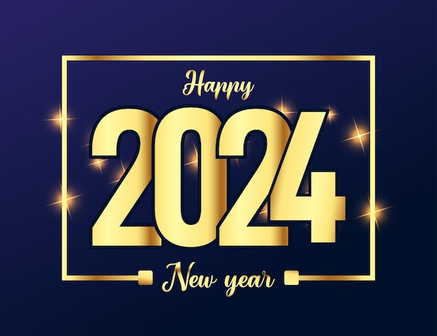 Vector happy new year 2024 banner in modern style