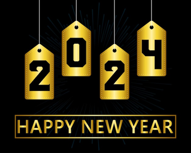 Vector happy new year 2024 banner in modern style