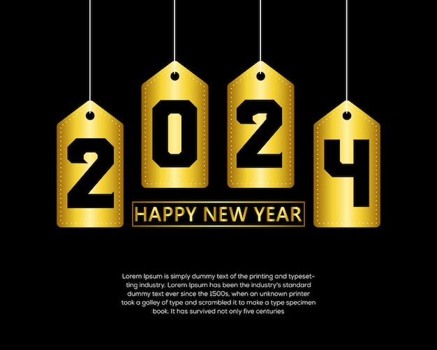 Vector happy new year 2024 banner in modern style