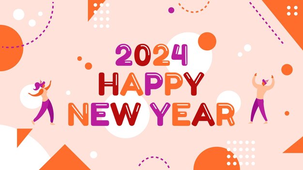 Vector Happy New Year 2024 Banner