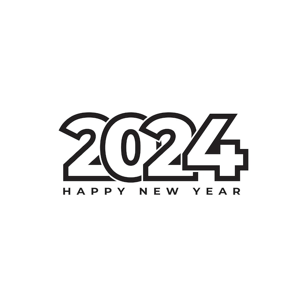 ミニマリストの線スタイルでベクトル新年あけましておめでとうございます 2024 テキスト デザイン