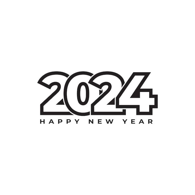 Vector vector happy new year 2024 text design with minimalist line style