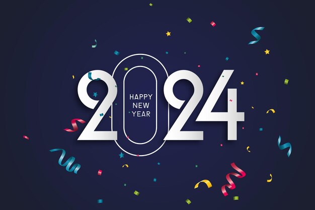 Vector vector happy new year 2024 text typography design element flyer banner design 2024 font calligraphy