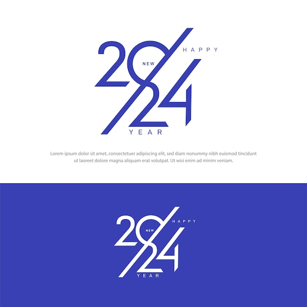 Вектор счастливого нового года 2024 текст типография элемент дизайна флаер дизайн баннера