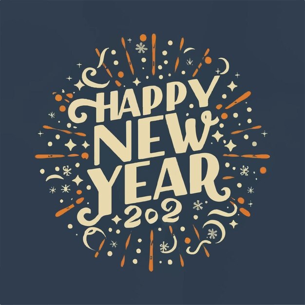 Vector Happy New Year lettering design new year hand draw design