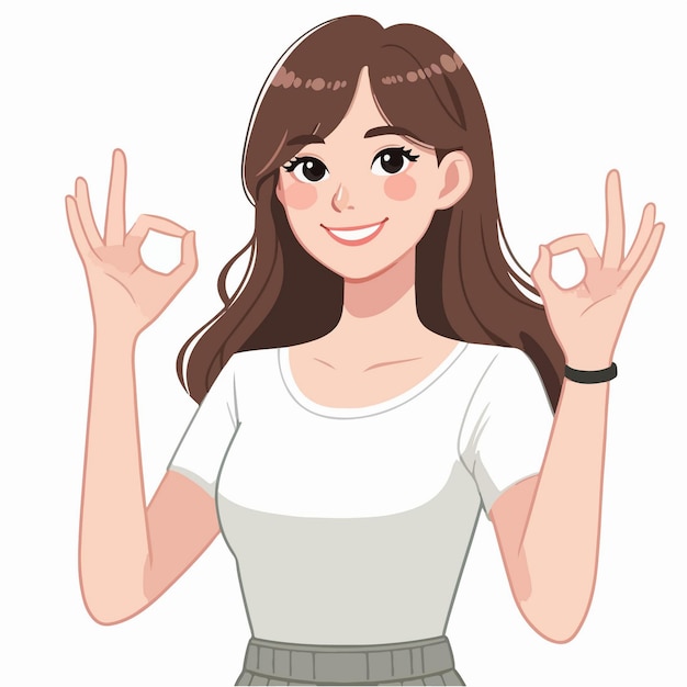 ジェスチャー Ok サインでさまざまな肯定的な感情を示す幸せな人々 のベクトル