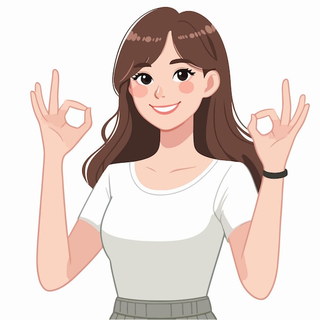 Vector vector of happy people showing various positive emotions with gestures ok sign