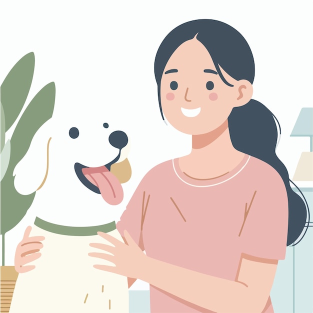 Vector vector of happy people with dogs in flat design style