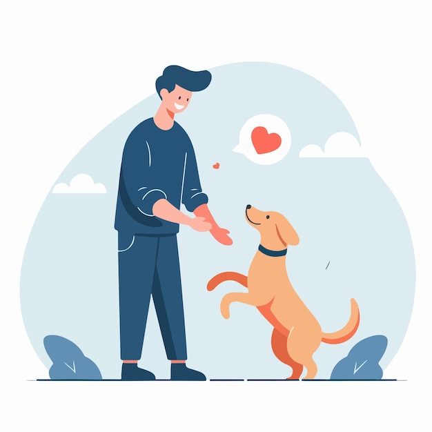 Vector vector of happy people with dogs in flat design style