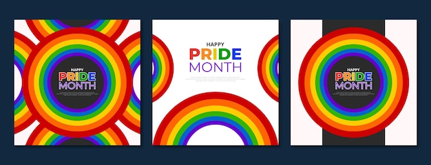 Vector happy pride month social media template three designs