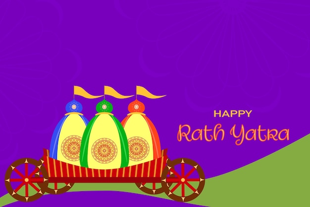 Vector happy rath yatra-dag viering van lord jagannath balabhadra en subhadra in india