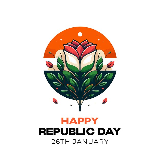 Vector happy republic day India 26th january with indian republic day in flat design