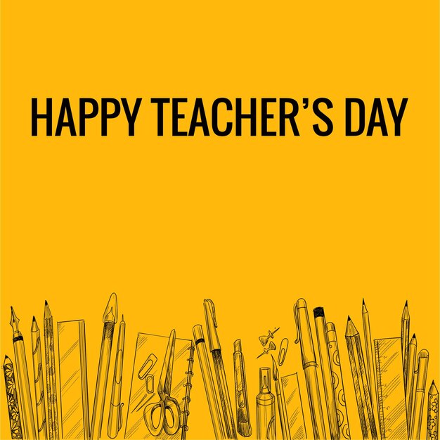 Vector happy teachers day school elements