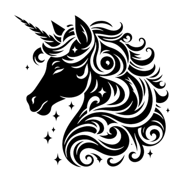 Vector vector happy unicorn vector head portrait horse sticker hand drawn style cartoon illustration