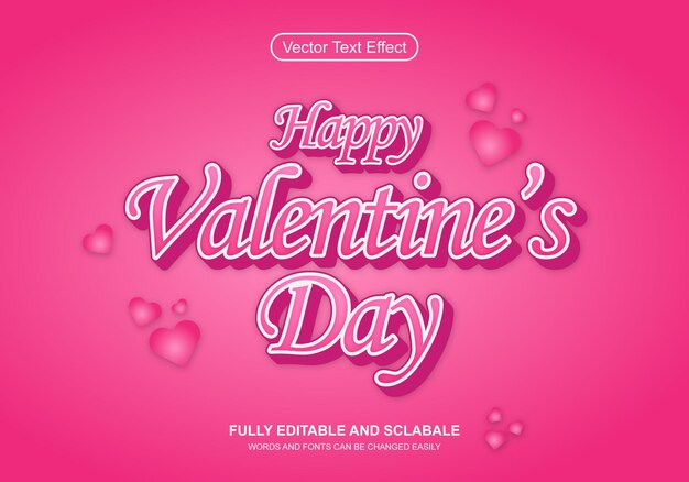 Vector happy valentine's day love text effect editable vector