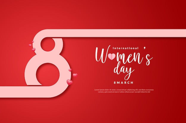 Вектор Счастливого женского дня красный фон с женщинами 8 марта плакат баннер векторная иллюстрация
