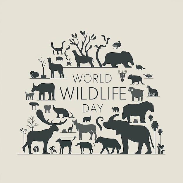 Vector vector happy world wild life day illustration flat design