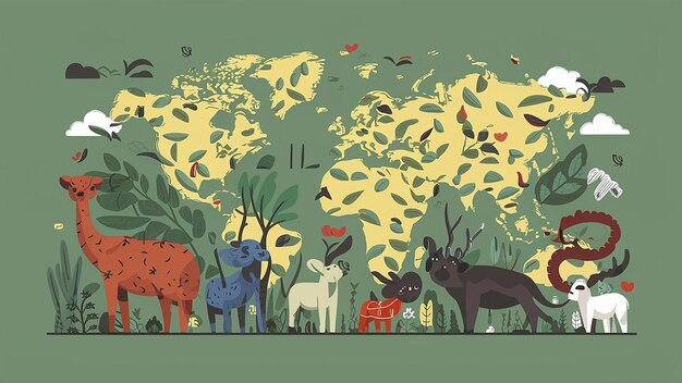 Vector Happy World Wildlife Day illustratie vlak ontwerp