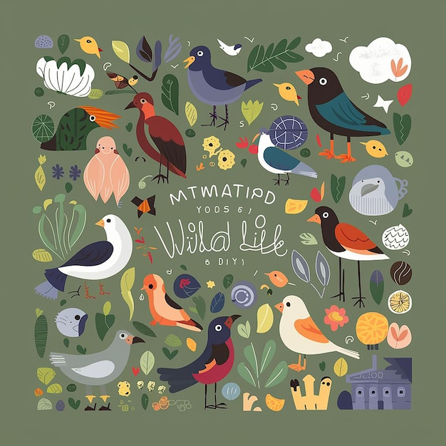 Vector vector happy world wildlife day illustratie vlak ontwerp