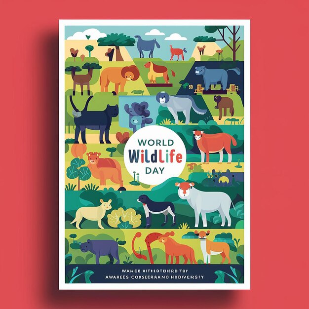 Vector Happy World Wildlife Day illustratie vlak ontwerp