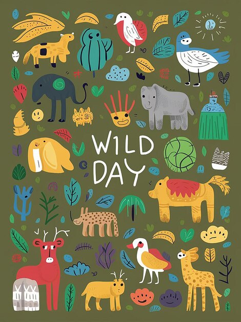 Vector Happy World Wildlife Day illustratie vlak ontwerp