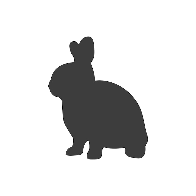 Vector Hare silhouette isolated on white. Black Rabbit on white background.