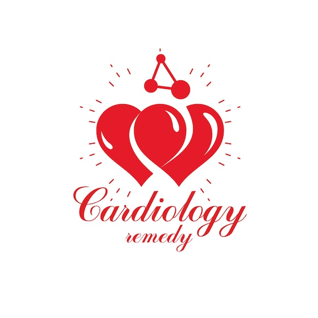 Vector hart vorm logo gemaakt met draadframe verbindingen, mesh. Wetenschappelijk onderzoek en cardiologie metafoor. Hart-en vaatziekten behandeling concept voor gebruik als cardio centrum embleem.