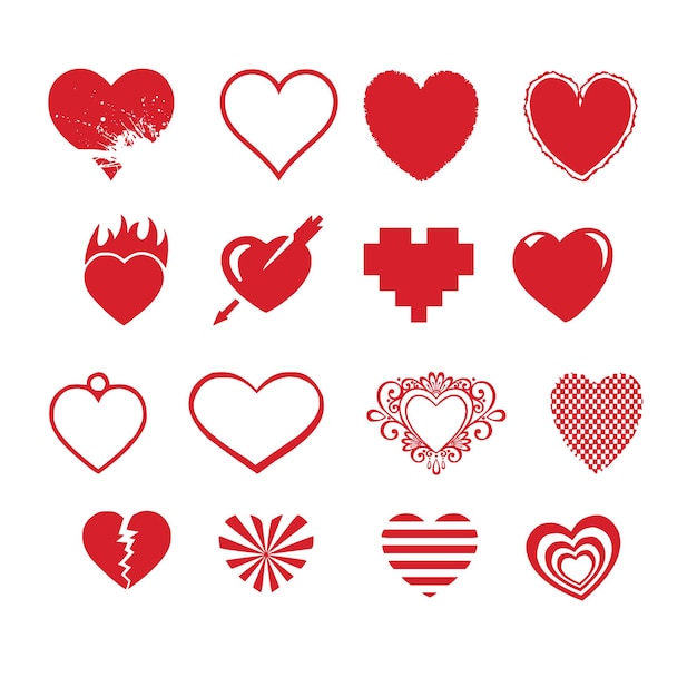 Vector harten liefde set iconen